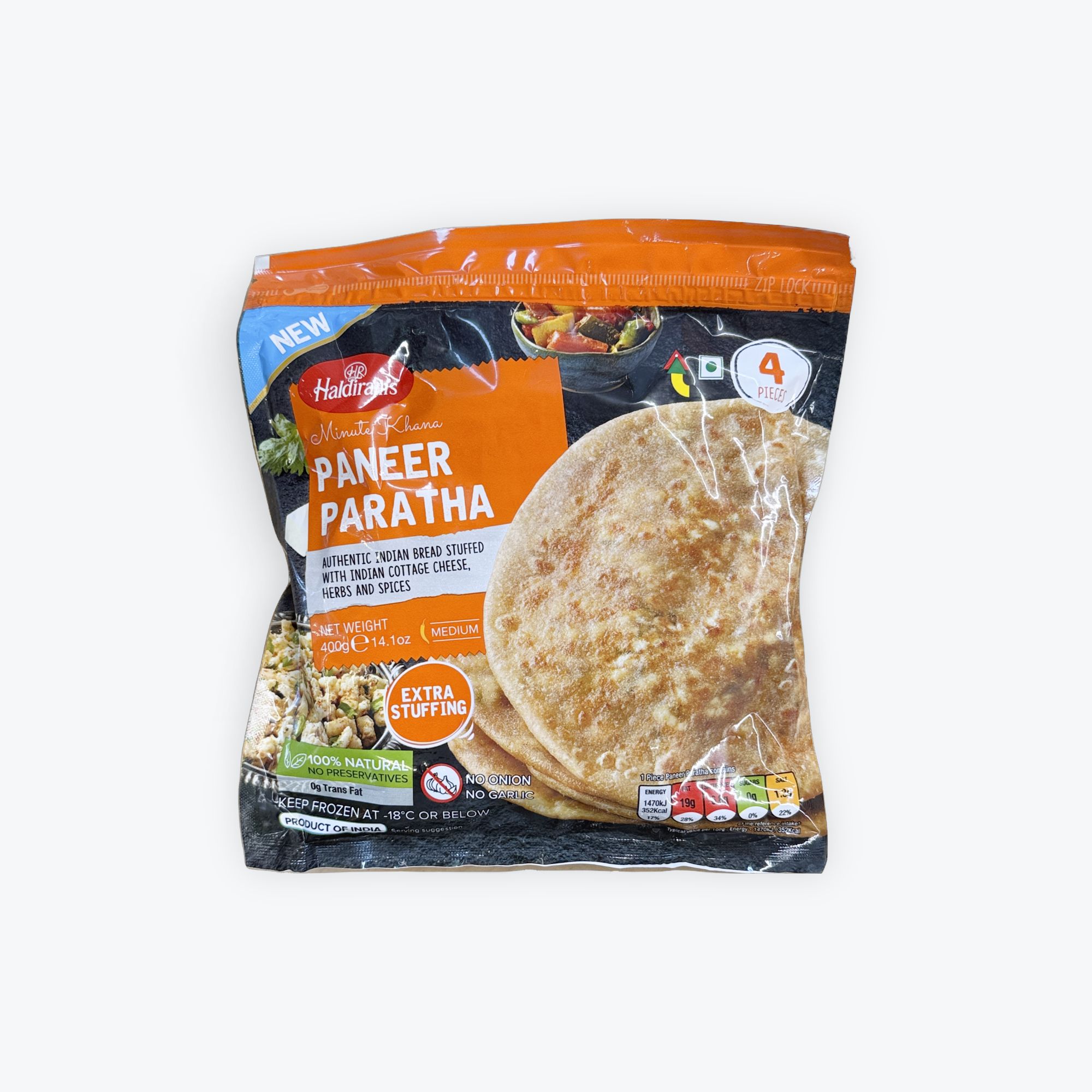 Haldiram's Paneer Paratha 4 pc 400 g