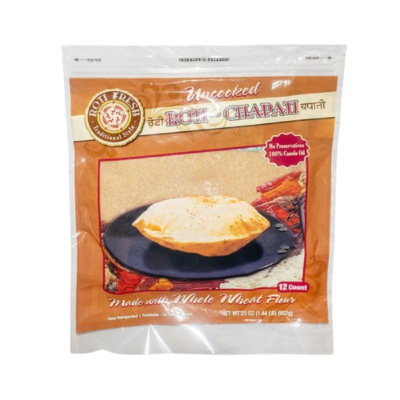 Roti Fresh Uncooked Whole Wheat Chapati / Phulka Roti 12 pc