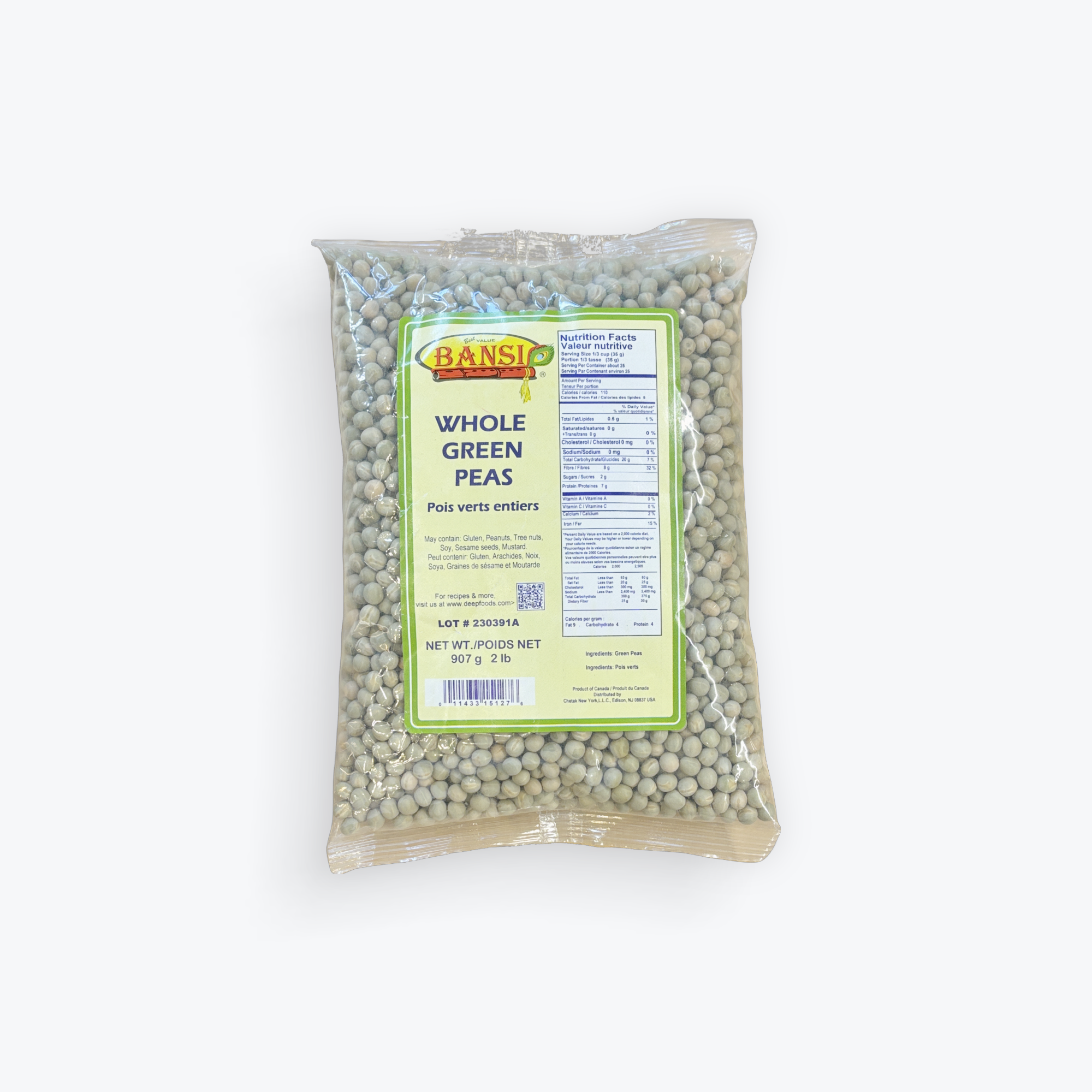Bansi Whole Green Peas 2 lb